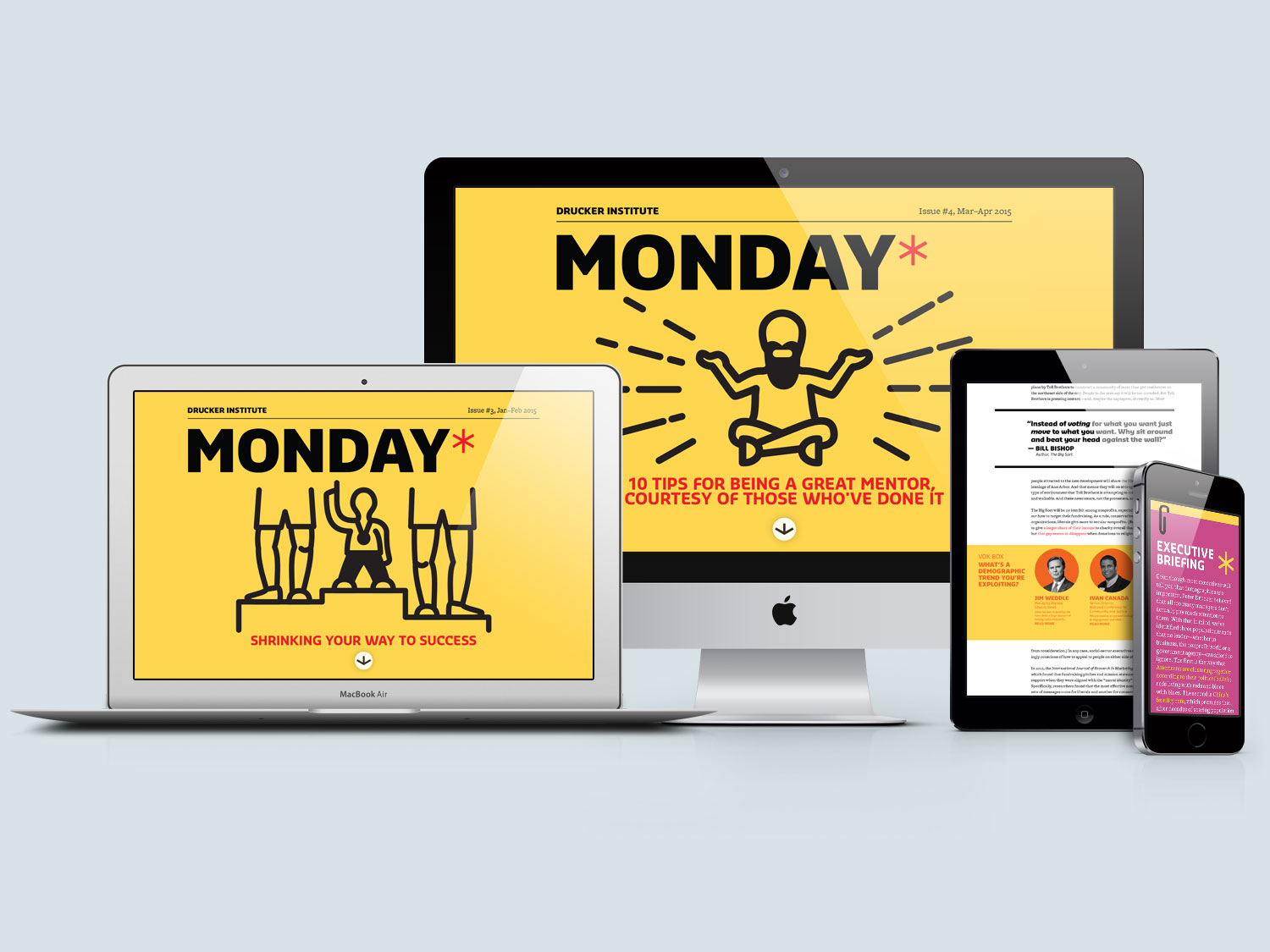 MONDAY*, a Drucker Institute digital publication, designed by Joseph Prichard.